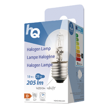 HQHE27BALL001 Halogeenlamp e27 mini globe 18 w 205 lm 2800 k Verpakking foto